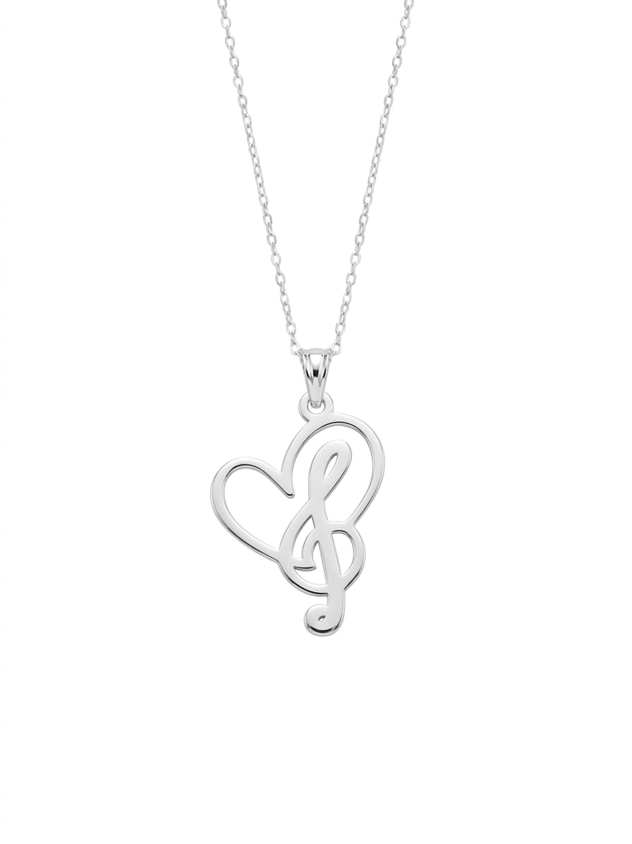 Clave sol en corazón - dije en plata 925