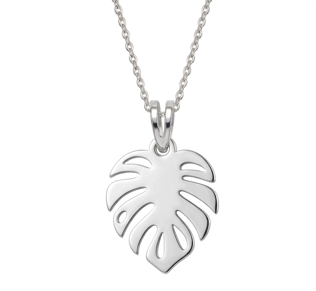Hoja tropical - dije en plata 925