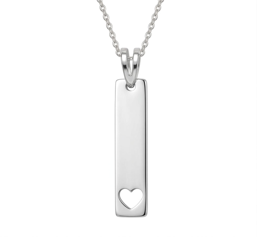 Placa vertical con corazón - dije en plata 925