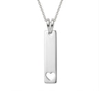 Placa vertical con corazón - dije en plata 925