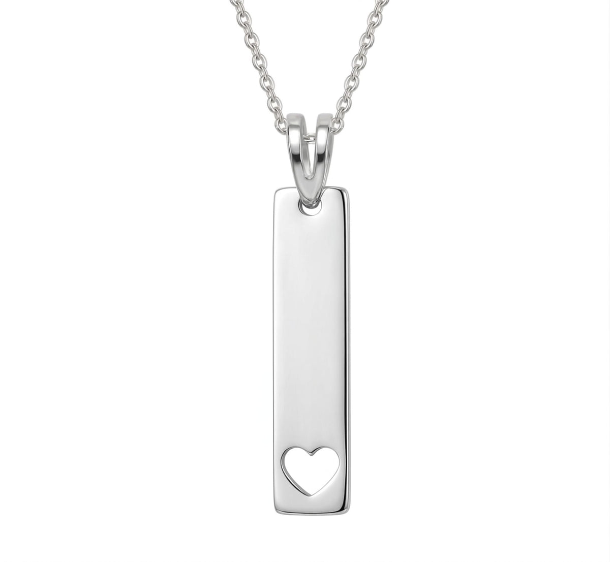 Placa vertical con corazón - dije en plata 925