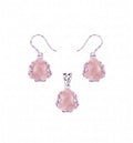 Juego precolombino cuarzo rosa - plata 925