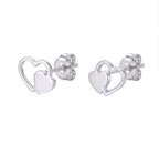 Topo doble corazón - topos en plata 925