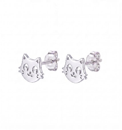 Topo cara de gatico - topos en plata 925